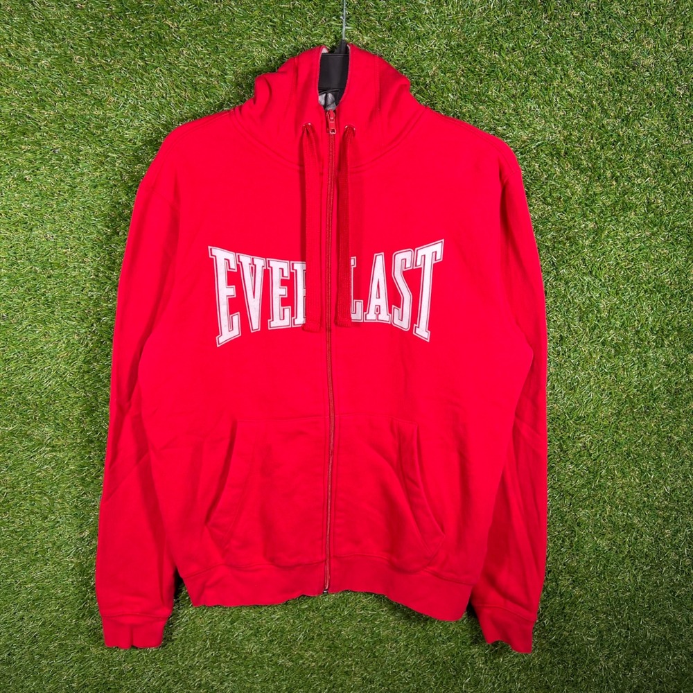 Everlast Sport Mens Red Full Zip Hoodie Sweatshirt Logo Graphic Small